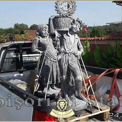 Statuete copii cu coșulețe, gri antichizat, model J3,J4.