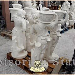 Statuete copii cu coșulețe, alb marmorat, model J3,J4.