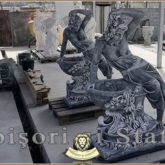 Statuetă jardinieră flori, gri patinat, model J12.