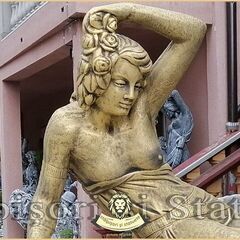 Statuetă jardinieră flori, auriu patinat, model J12.