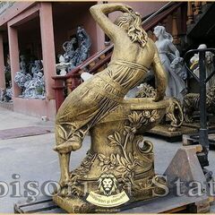 Statuetă jardinieră flori, auriu patinat, model J12.