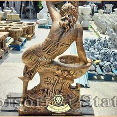 Statuetă jardinieră flori, arămiu patinat, model J12.