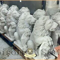 Statuetă leu mare cu blazon, auriu patinat, model S1.