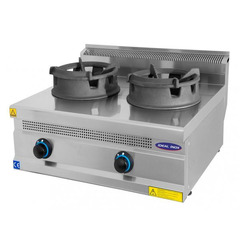 Aragaz cu doua focuri tip wok, Ideal Inox, suport vesela din fonta
