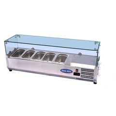 Vitrina rece pentru ingrediente pizza/shaorma, Ideal Inox, 5 buc. GN 1/4, 1,2 m
