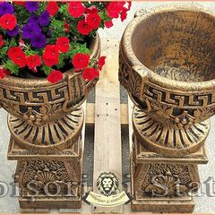 Set socluri cu vaze, gri patinat, model S27-V8.