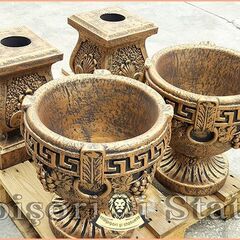 Set socluri cu vaze, gri patinat, model S27-V8.