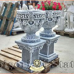 Set socluri cu vaze, gri patinat, model S64-V8.