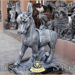 Statuetă măgăruș pe stativ, gri patinat, model S29.