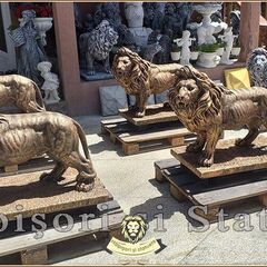 Statuetă leu mare în picioare, arămiu antichizat, model S33.