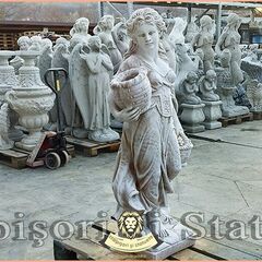 Statuetă fata cu coșulețe, maro patinat, model S23.