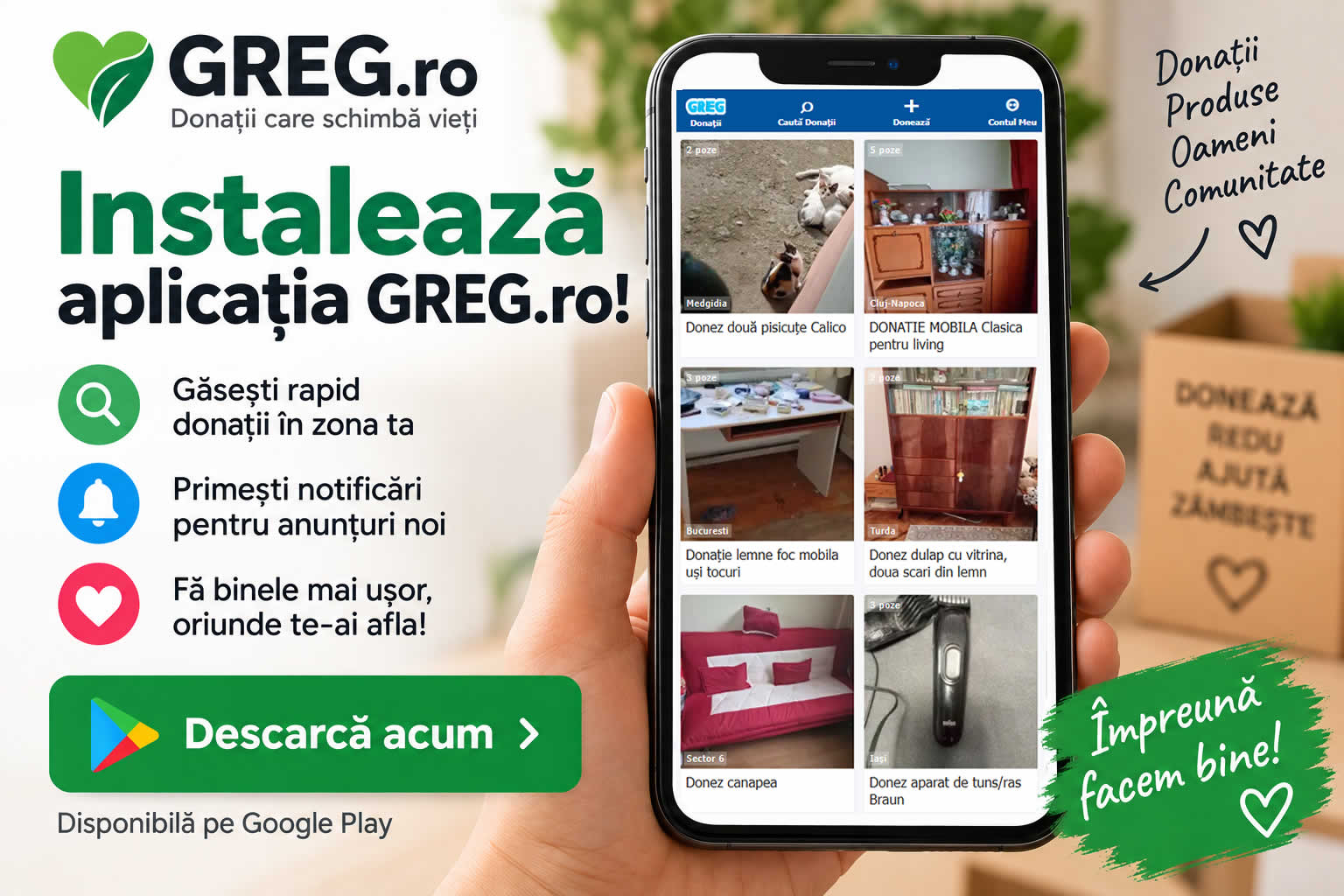 Instaleaza aplicatia de Donatii
